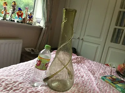 Buy Vintage Large Blenko Vase Crackle Glass Swirl • 40£