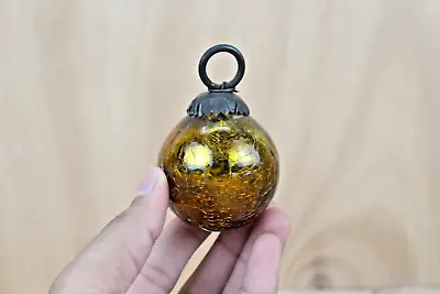 Buy Antique Crackle Gold Glass Small Kugel Christmas Tree Decor Ornament • 53.29£