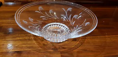 Buy Stuart England Inscribed Shapely Footed Crystal Glass Bowl - Leaf-like Design • 14£