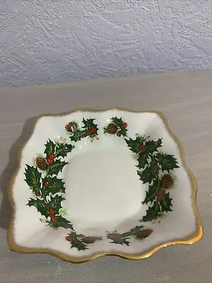 Buy Rosina Queens Yuletide Holly Christmas Square Dish 13x13cm • 6£