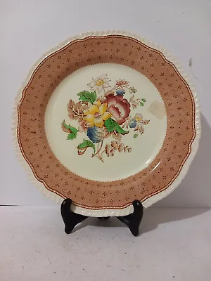 Buy Plymouth Ridgways Brown Dinner Plate 10 Inches Across With Floral Centre • 9.90£
