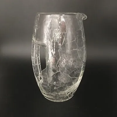 Buy Antique Art Nouveau Kilimanjaro Moser Loetz Crackle Clear Glass Pitcher Jug 7” • 75£