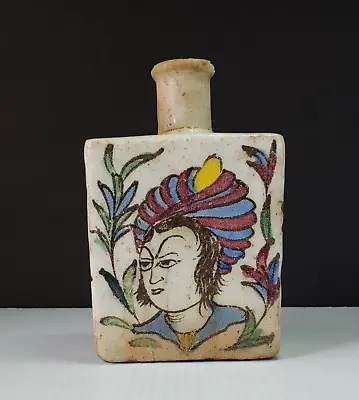 Buy Antique Vtg Persian Flask Iznik Bottle Pottery Turkish Vase Middle Eastern Blue • 64.49£