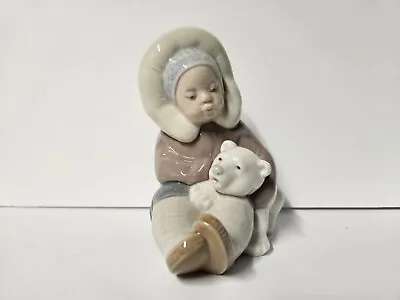 Buy Vintage Lladro Eskimo With Polar Bear Cub 1195 Porcelain Figurine With Box • 75.83£