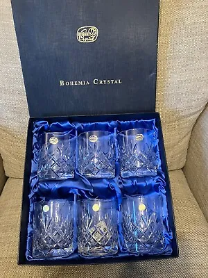 Buy Vintage 6 Bohemia Lead Crystal Whisky Glasses • 35£