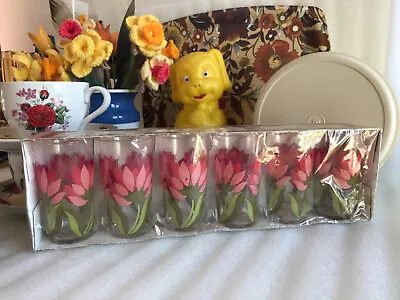 Buy 6 Vintage Luminarc Canada 26.5cl Kitsch 70s Flowers Tumblers Glasses Set • 29.99£