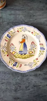 Buy Vintage French Studio Art Pottery Collectors Plate Ft. A Lady In Her Garden • 1£