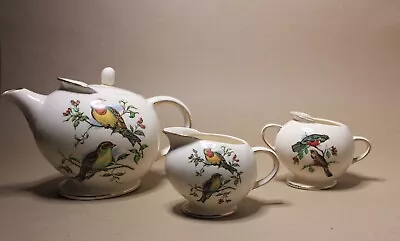 Buy Vintage Burslem Ellgreave Teapot,sugar Bowl &Jug.. Birds Design. • 50£