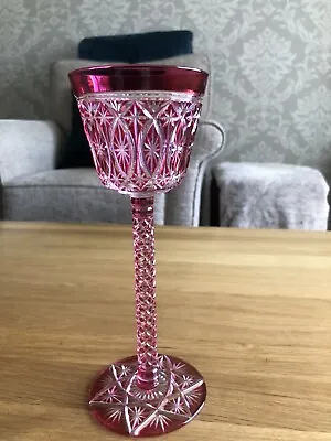 Buy C1860-1890 Ruby/Cranberry Cut To Clear, Wine Goblet Glass English - Stourbridge  • 2,500£