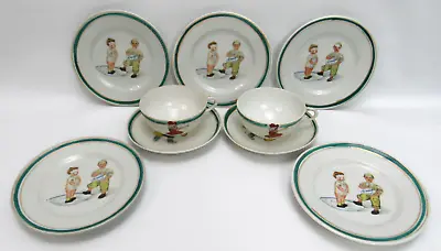 Buy Vintage 9 Pc Set Porcelain Childs Tea Set With 1930's Era Children Pictured • 14.41£