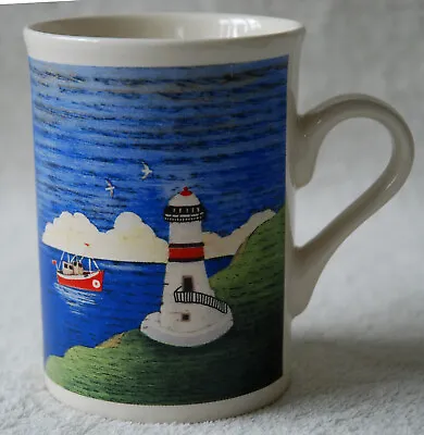 Buy Presingoll Pottery Stoneware Mug Sunrise & Sunset Seashore Lighthouse Print NEW • 6£