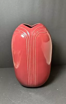 Buy Vintage Art Deco Maroon Ceramic Pottery Vase Japan 10.5x6x3” Crazing • 23.74£