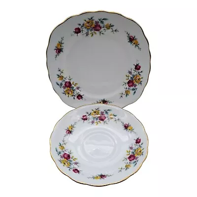 Buy Colclough Matching Rose Pattern Side Plate And Sauce 1960's English Bone China  • 6.40£