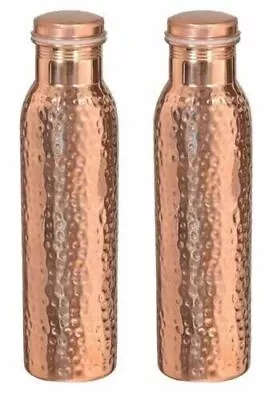 Buy 100% Pure Copper Water Bottle Vessel For Drinking Home Health Benefits Pack Of 2 • 35.39£
