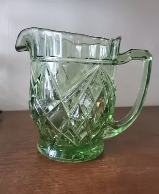 Buy Vintage Art Deco Sowerby Oxford Green Heavy Glass Water Jug  • 11.50£