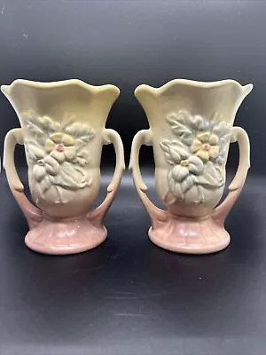 Buy VINTAGE 2- Hull Art Pottery Wild Flower Design Matte Vase #W-3 5 1/2  USA • 23.05£