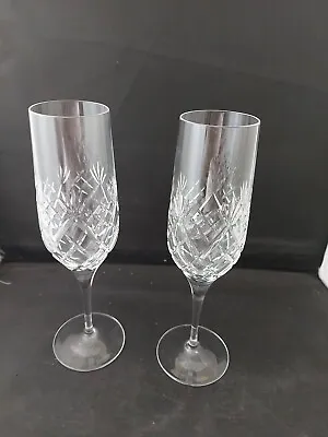 Buy Royal Doulton Crystal  'Arden' Champagne Flutes X 2 ~8 1/2  Tall • 29.99£