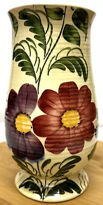 Buy WADE Harvest Ware - Vintage Ribbed Vase - Purple/Red Flowers & Leaves • 9.99£