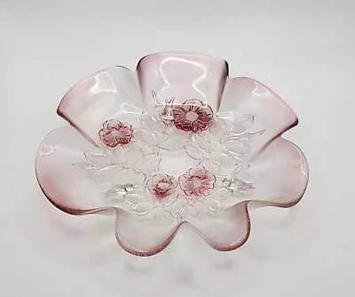 Buy Mikasa Rosella Rose Pink Scalloped Edge Glass Serving Bowl 20cm L X 4cm H • 14£