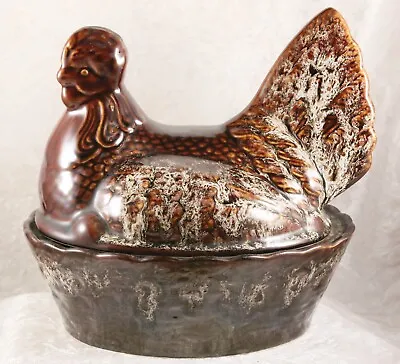 Buy Kernewek Pottery Egg Chicken In Brown 8 Inches Across 7.5 Inches Tall Cornwall • 9.50£