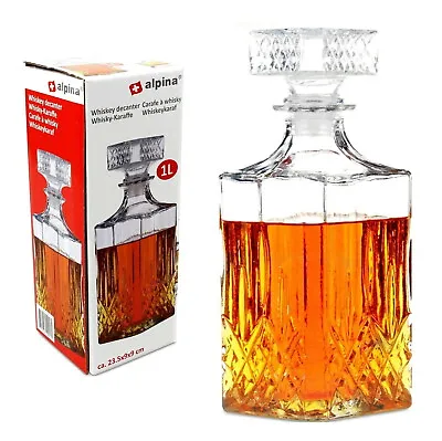 Buy 800ml Glass Whiskey Decanter Glass Carafe For Wine Scotch Brandy Water Bar Gift • 8.75£