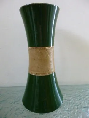 Buy Vintage Antique Stoneware Vase Green & Beige Glazed Stamped G? Deco • 14.99£
