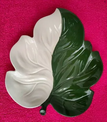 Buy Vintage Carlton Ware Two Toned Leaf Shape Dish Australian Design Green And White • 5.99£