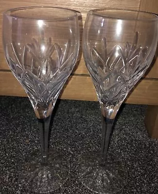 Buy Pair Of Cut Glass, Tall Stemmed Wine Goblets, Burridge Of London • 5£