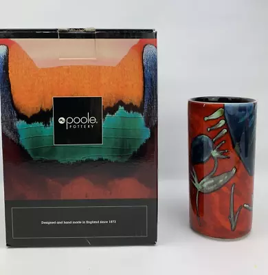 Buy Poole Pottery Vase Pillar Himalayan Poppy 17cm Volcano Orange England Boxed Z378 • 65£
