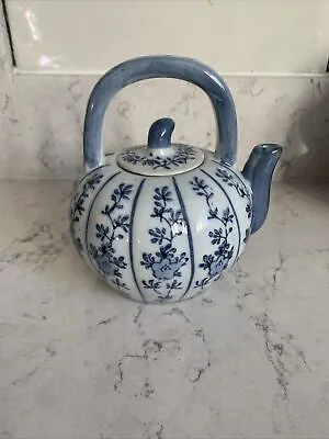 Buy Vintage Chinese Blue & White Porcelain Pumpkin Small Teapot Mini Asian Oriental • 5£