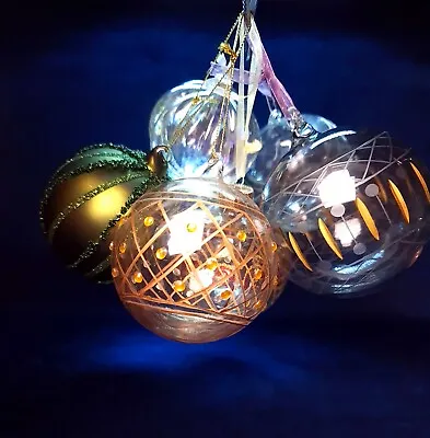 Buy Clear Glass Handblown Christmas Tree Baubles Balls X 6 • 24.99£