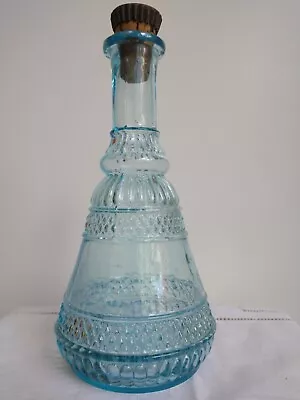 Buy Vintage Blue Glass Bottle With Stopper, Pre-1960s. Beautifully Shabby Chic. • 2£