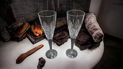 Buy 2 Rare Edinburgh Crystal 9  Wine Glasses Flutes Champaign ED144 Pattern Signed  • 60£