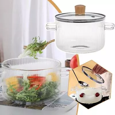 Buy Glass Cooking Pot With Lid, Heat Resistant Borosilicate Cookware Glass Lot R2 • 15.69£