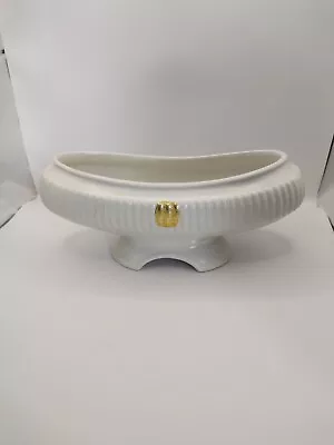 Buy Vintage Dartmouth Pottery Trough Shaped Mantle Vase Ribbed White - 25cm Long. • 20£