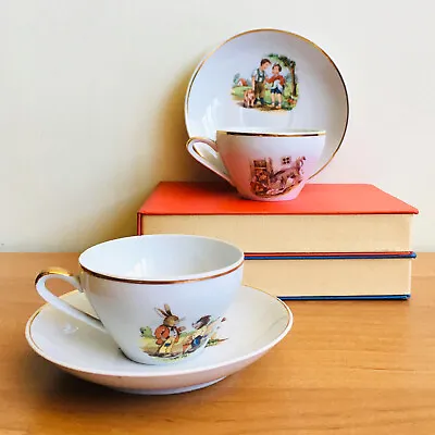 Buy Children's Vintage Porcelain Tea Set, Teacups & Saucers With Grimms Fairy Tales • 48.16£