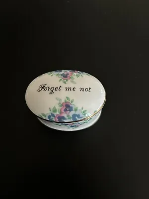 Buy Vintage Crown Staffordshire China Forget Me Not Trinket Box • 5£