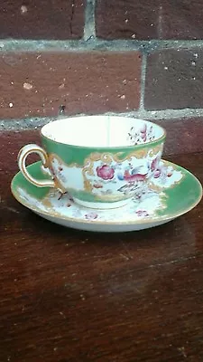 Buy Vintage Green Pattern Cup And Two Saucers • 7£
