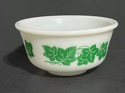 Buy 1940's Vintage 7  Hazel Atlas Milk Glass Green Ivy Mixing Bowl • 10.43£