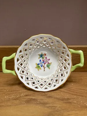 Buy Herend Porcelain Queen Victoria Round Open Weave Basket • 44£