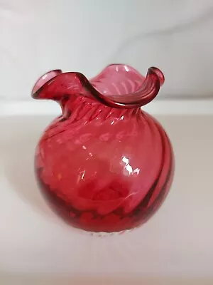 Buy Dartington Cranberry Glass Decorative Vase/Candle Holder -  Excellent Condition • 5.99£