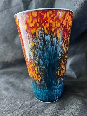 Buy Poole Pottery Modern Lava Blue/Red/Yellow Vase (Green Inner) (20 X 12.5cm) • 45£