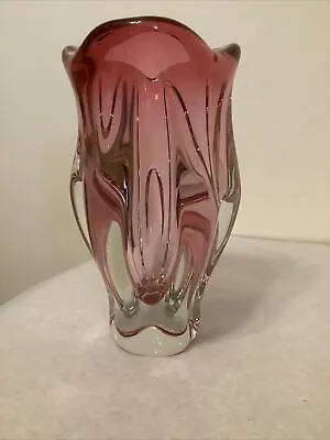 Buy Mcm 60s Cranberry To Clear Josef Hospodka Czech Bohemian Art Glass Vase 1.26kg • 22.50£