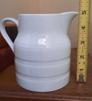 Buy Vintage Lord Nelson Pottery England Pitcher Creamer Jug 8-74 White Ringed 4¾ In. • 13.27£