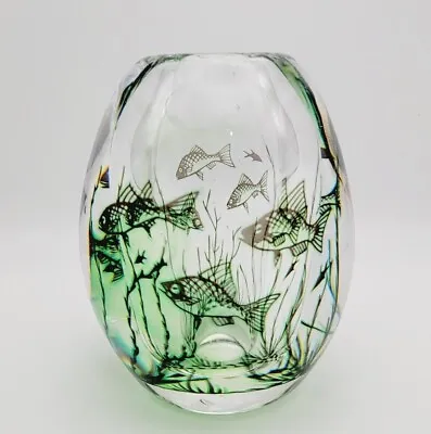 Buy Vintage Swedish ORREFORS Fish GRAAL ART Glass Vase Signed HALD 5.75  Inches Nice • 239.22£