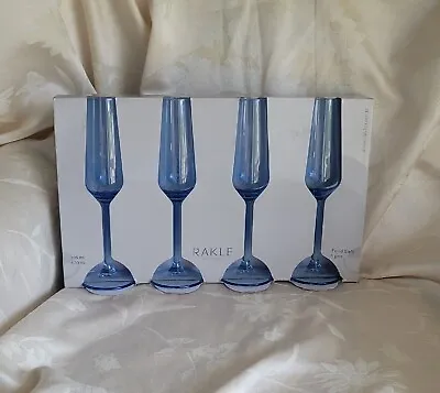 Buy Rakle Refined Glassware - Blue Champagne Flutes - Set Of 4 - New In Box - Turkey • 31.25£