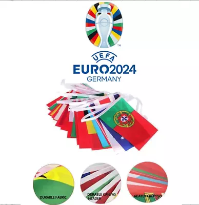 Buy 8M EURO 2024 Football Fabric Flag Bunting All 24 Nations UK SELLER Speedy Post • 5.75£