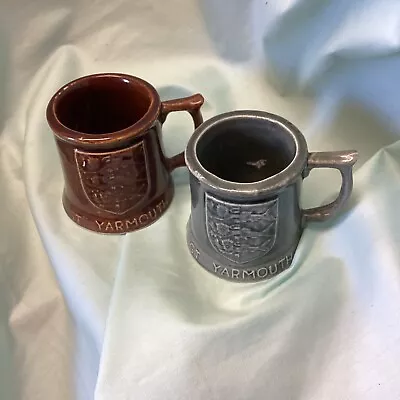 Buy Great Yarmouth Pottery Small  Pair Of Coat Of Arms Tankards 2 1/2  Tall • 6.99£
