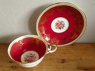 Buy Aynsley Bone China Vintage Cabinet Tea Cup And Saucer Pastel Red Rose Pattern • 18£