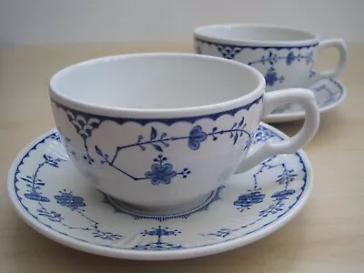 Buy 2 X Vintage Furnivals & Masons Pottery Blue Denmark Pattern Cups & Saucers • 16£